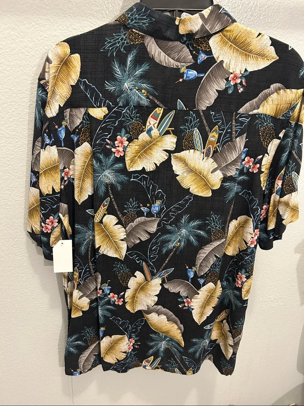 Campia Black Tropical-Print Short-Sleeve Shirt Jacket